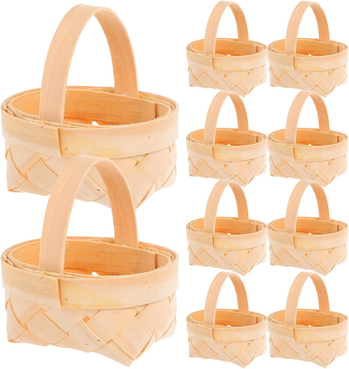 Toddmomy 14 Piece Mini Woven Wood Basket with Handles, Handmade