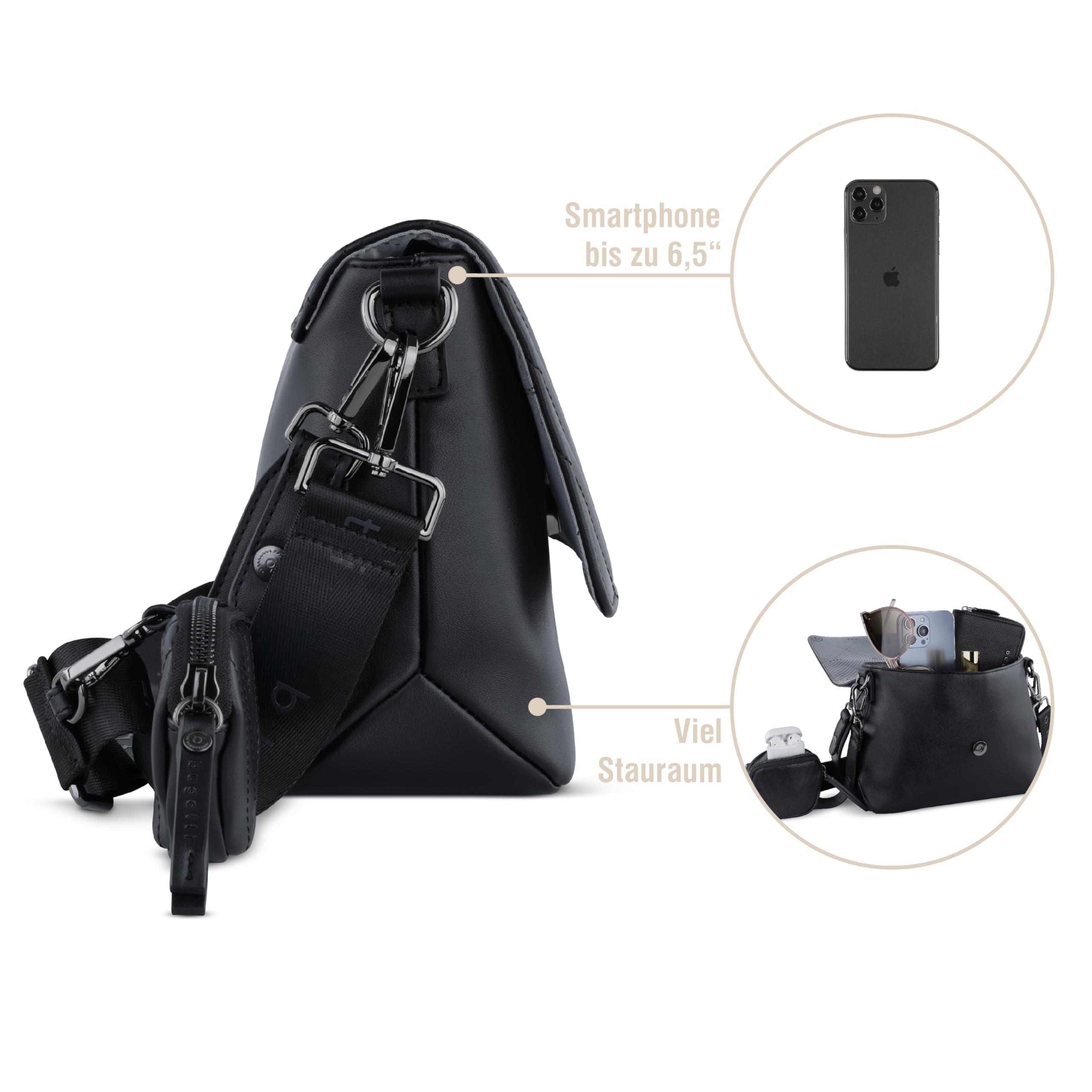 bugatti Sira Schultertasche für Damen - edle Umhängetasche Crossover-Tasche