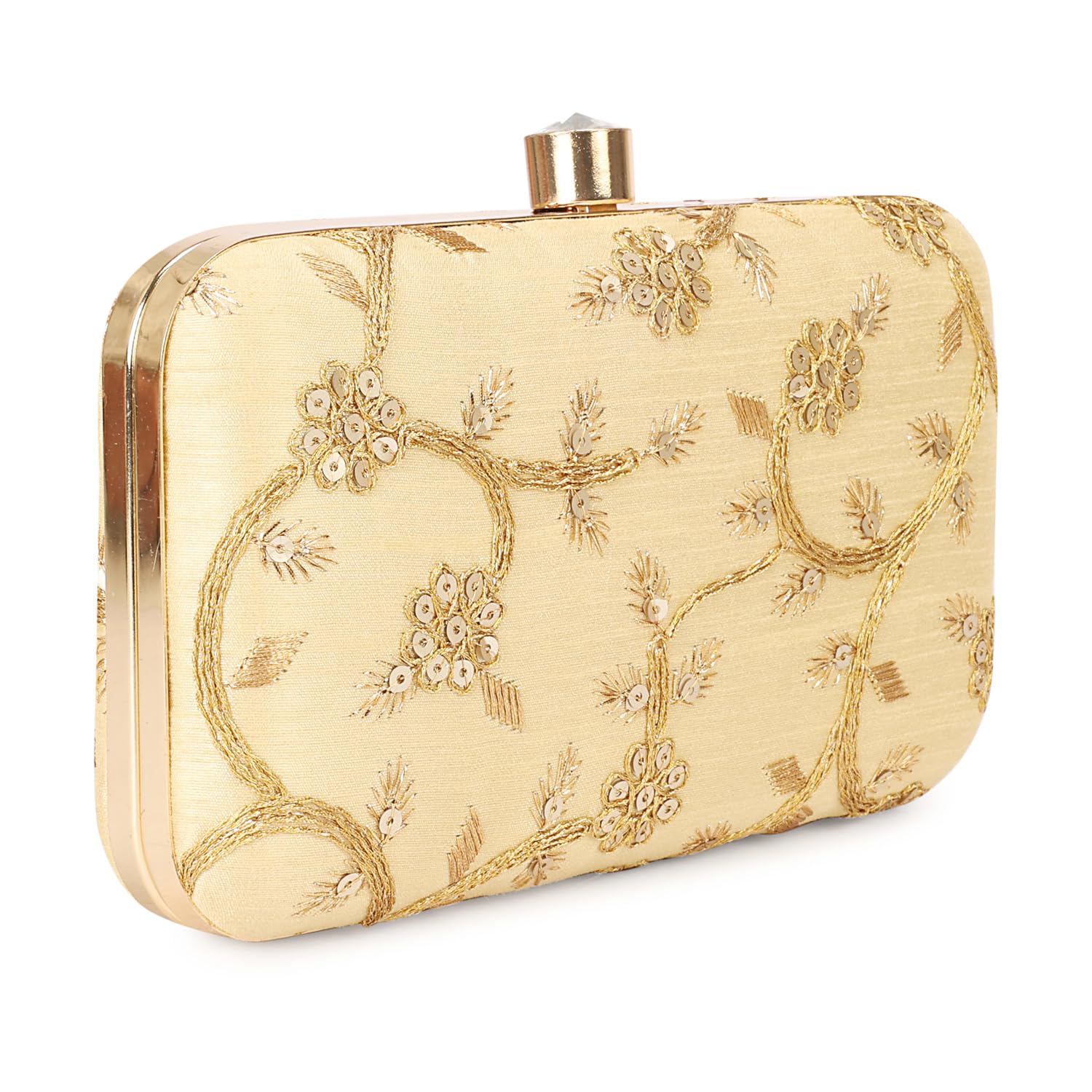 LONGING TO BUY Hand Crafted Designer Box Clutch - Zari Embroidery For Women