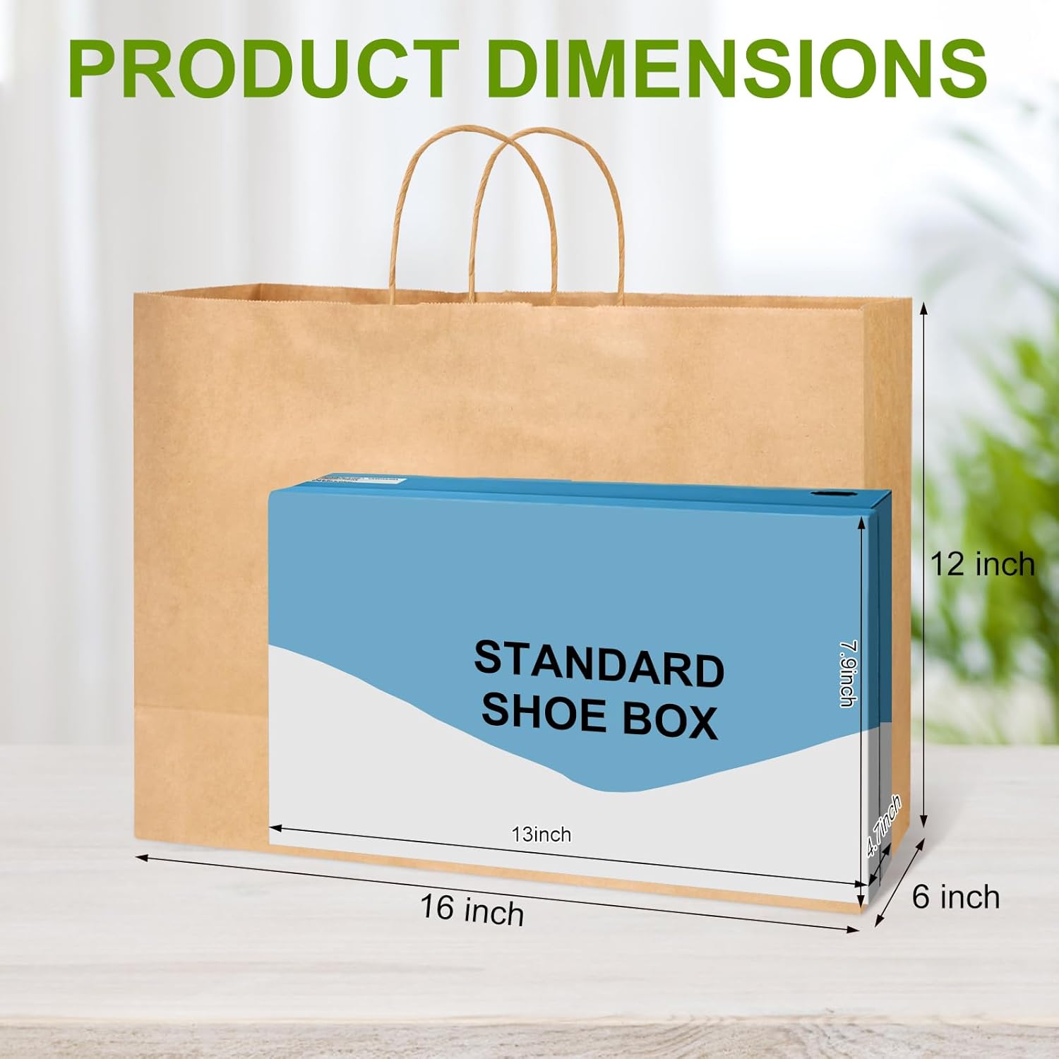 Jiomrzo 50 Pcs Large Brown Kraft Paper Bags with Handles (16x6x12 Inches) - Recycled Bulk Paper Bags for Small Business, Shopping, Gifts, Retail & Grocery - Image 2