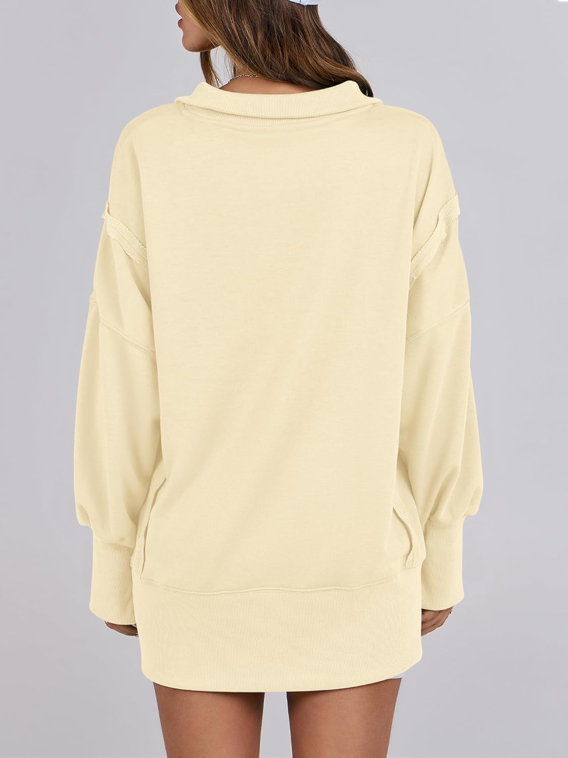 ANRABESS Women's Sweatshirts Oversized Casual Loose Button Up Henley Pullover Top High Low Split 2025 Fall Fashion Outfits - Image 6