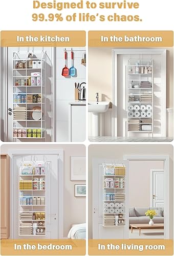 Miniatura 6 de Organizador de puerta con 5 estantes, organizador de puerta colgante con 10 bolsillos, almacenamiento detrás de la puerta, organizadores y
