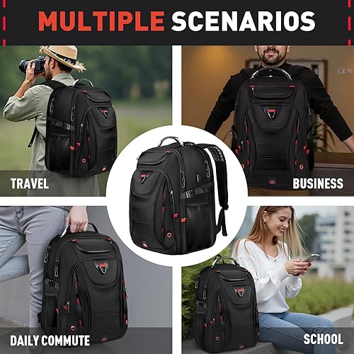Miniatura 6 de Z-MGKISS Mochila de viaje extra grande de 55 L, mochila para laptop de 18.4 pulgadas para hombres, resistente al agua, aprobada por la TSA, bolsa de