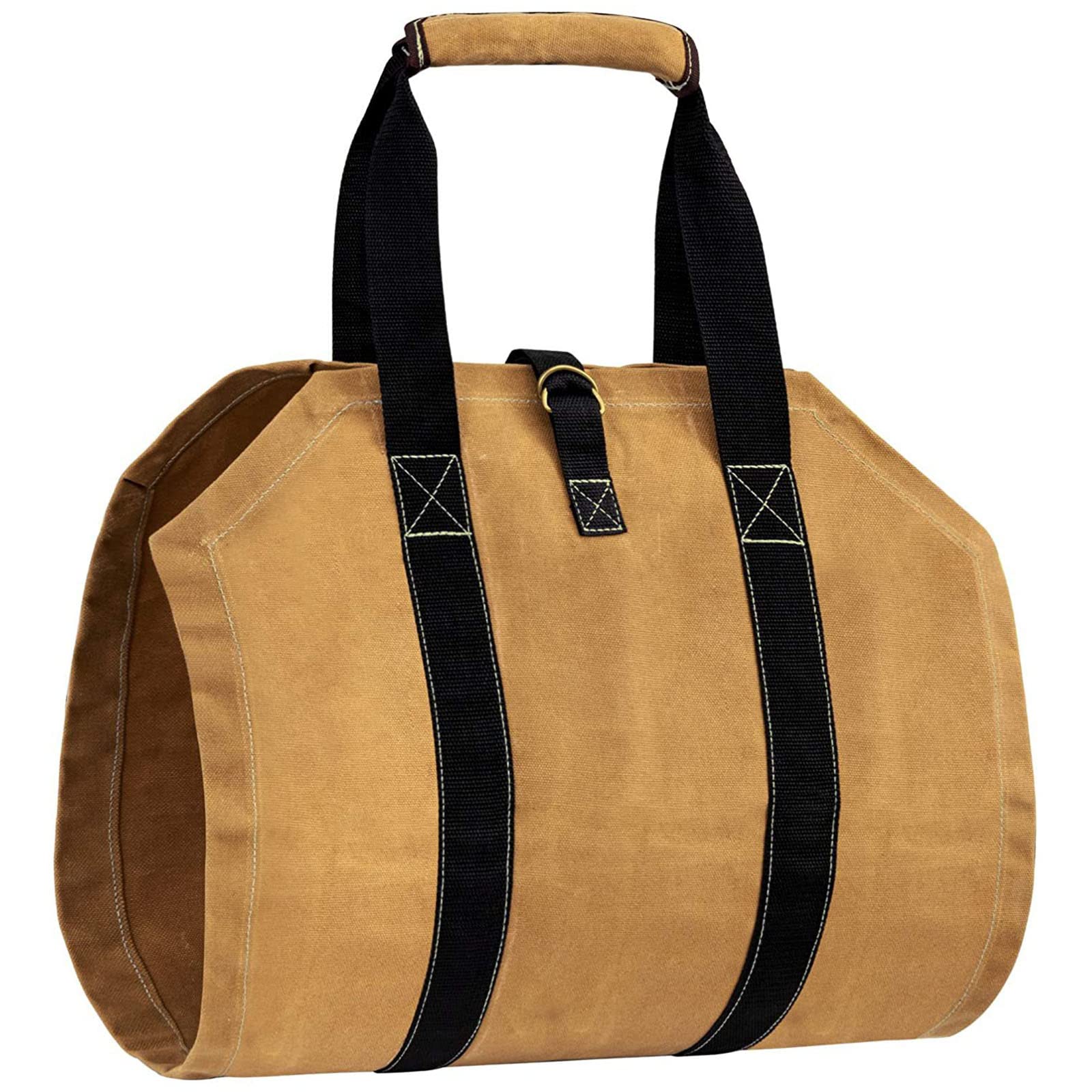 Schwerlast Wasserdicht Gewachste Leinwand Segeltuch Brennholz Kaminholztragetasche,für Holz, Zeitungen, Kaminholz,kamin, Filztasche Maße 90 x 45 cm - Khaki