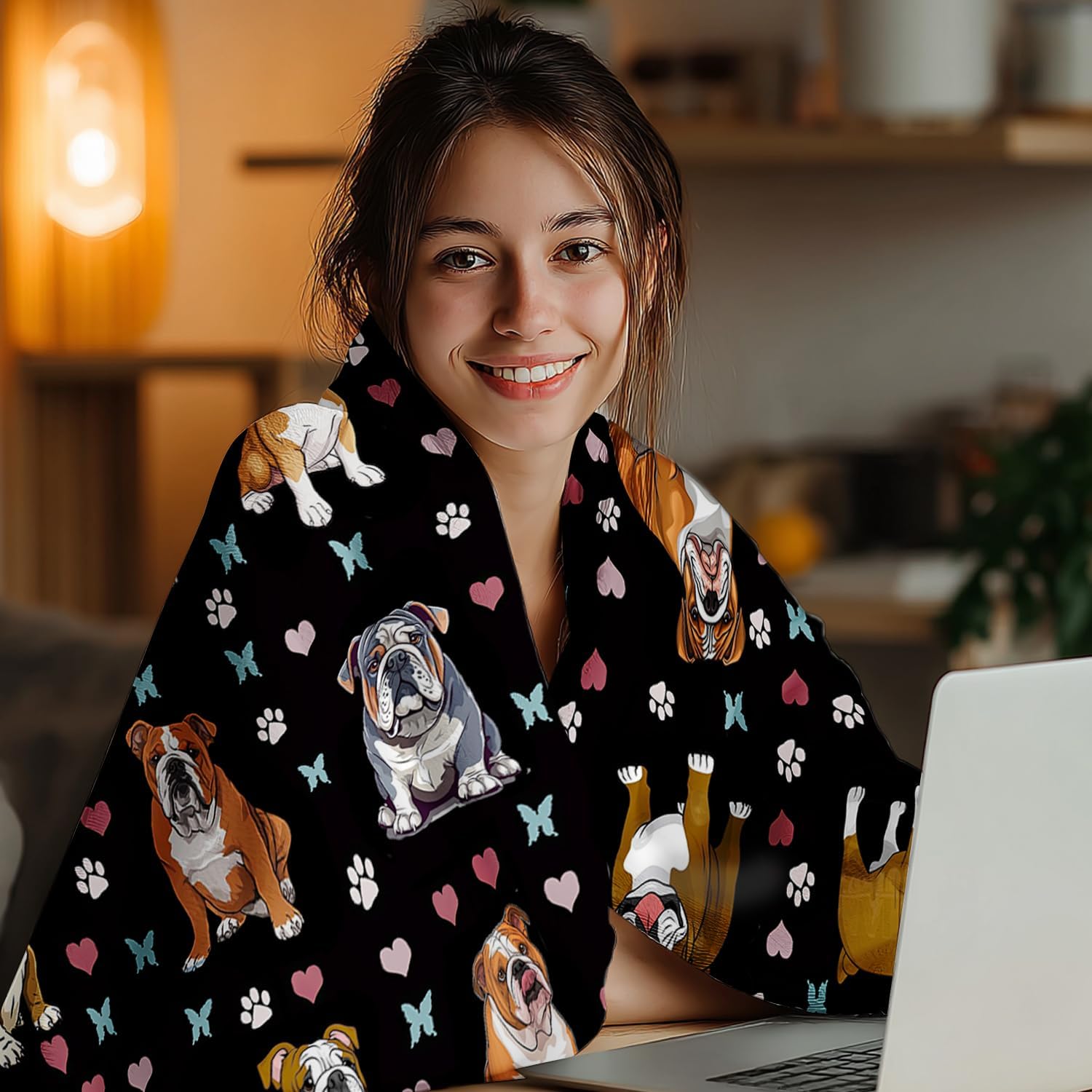 English Bulldog Blanket Bulldog Throw Blanket Soft Plush Flannel Fleece Bedding Bulldogs Gifts for Boys Girls Men Women Lovers Stuff for Couch Sofa Bed Room Decor 40"X50" - Image 4