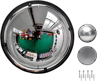Acrylic Half Dome Garage Safety Mirror, Convex Mirror, Corner Security Blind Spot for Driveway Hallway Warehouse Office, Ceiling Installation(30cm/12in)