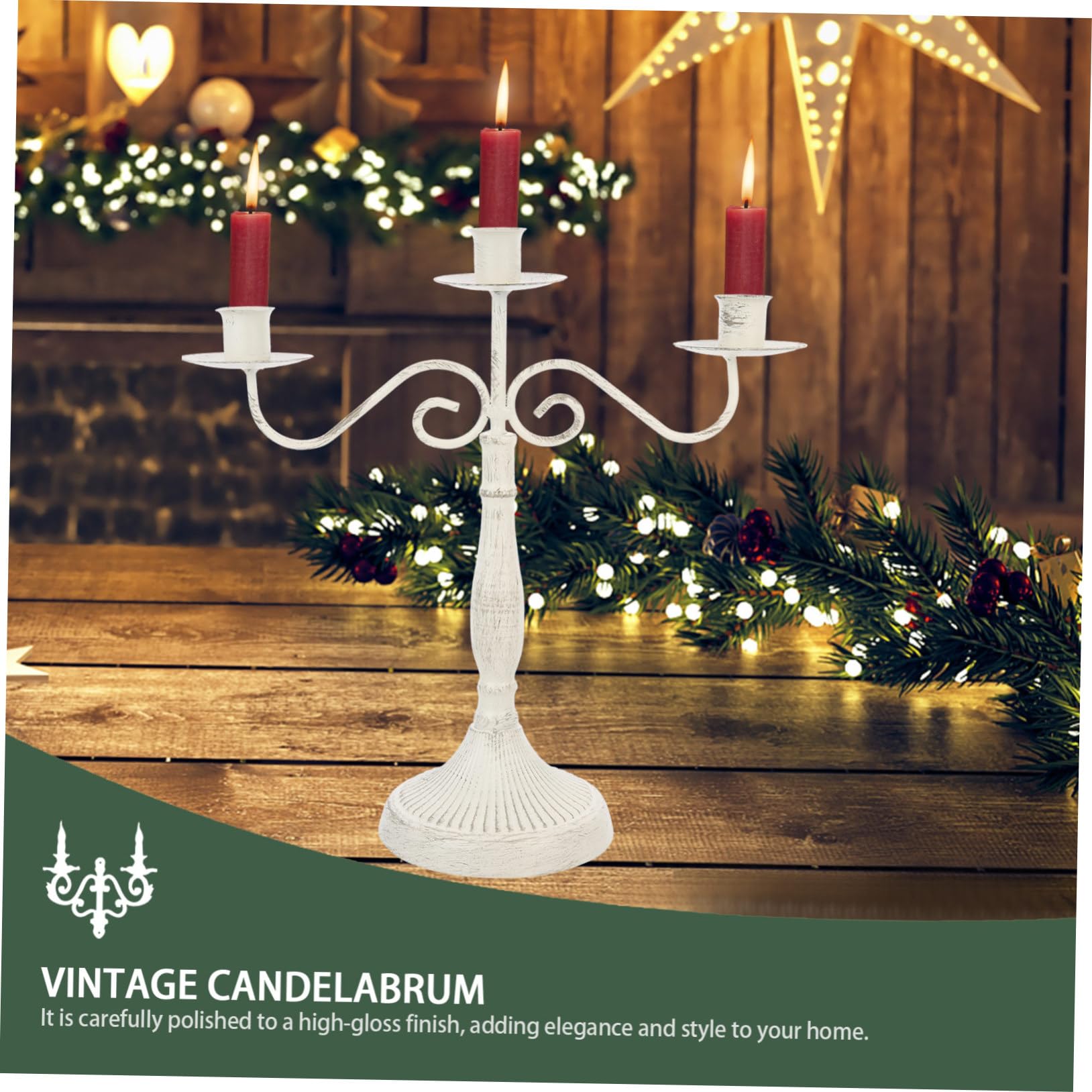 Candelabro Multi-braccio in Ferro Bianco, Stile Vintage