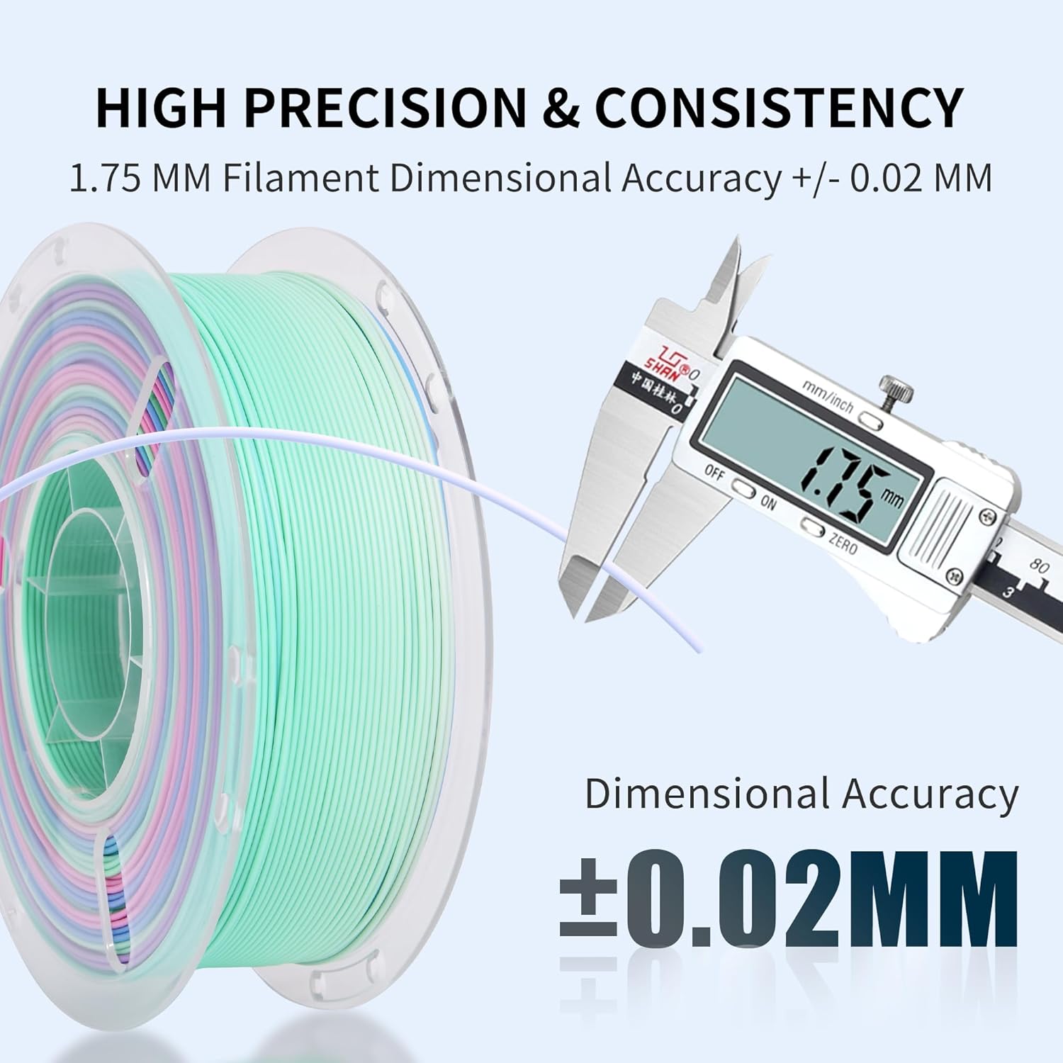 RAMBERY Matte Rainbow 3D Printer Filament Muticolor PLA Filament Fast Color Change, 1.75mm 1kg(2.2lb)