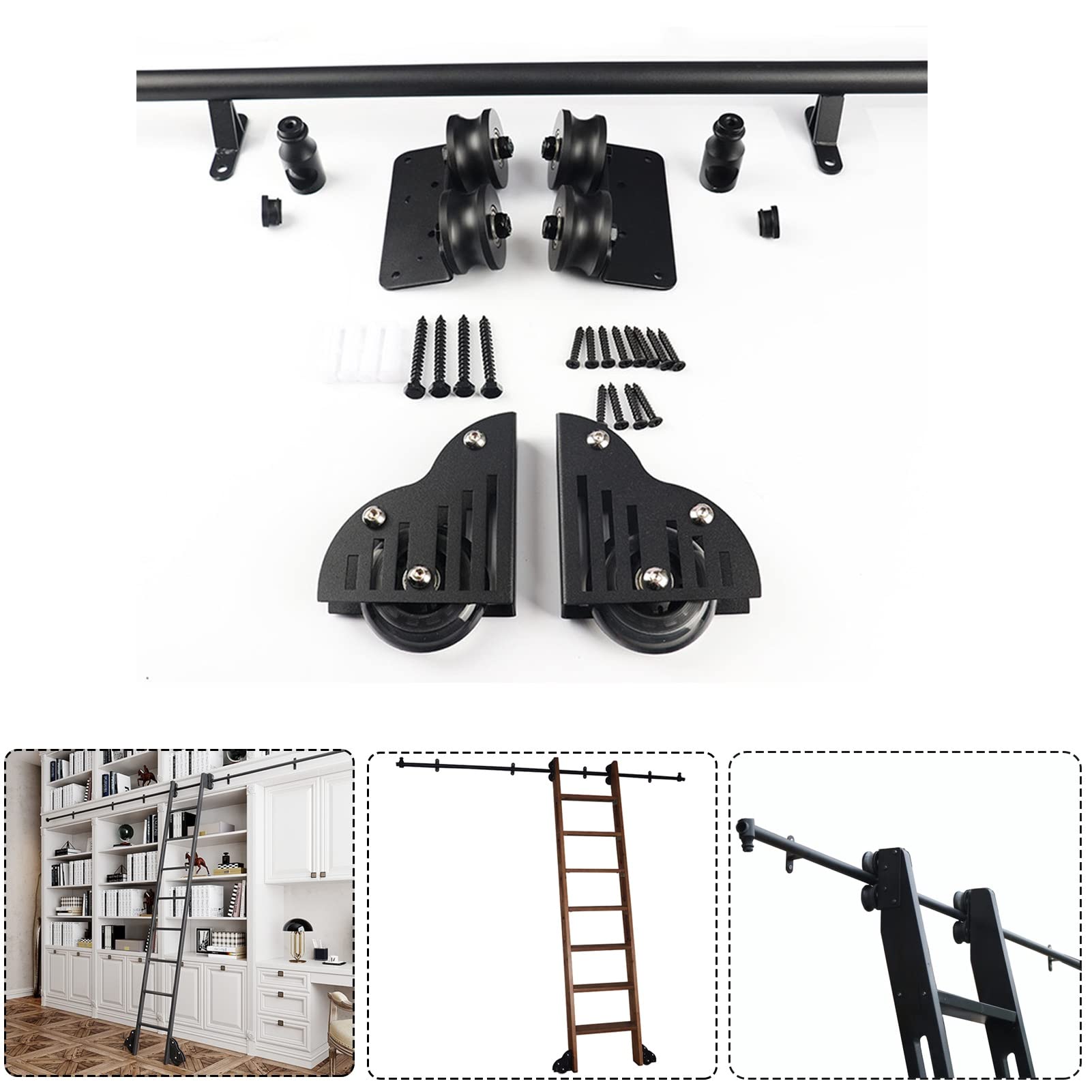 Rail coulissant pour portes de grange de 6 m pour echelle de bibliotheque et placard
