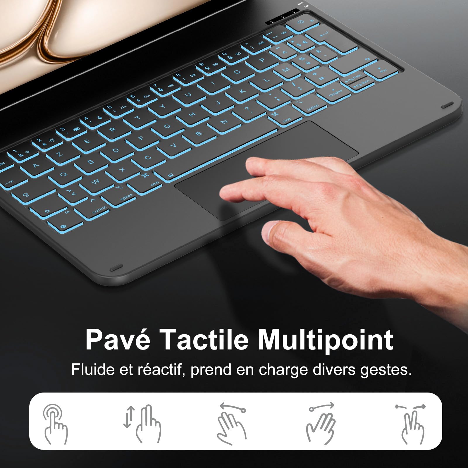 Clavier Magnétique pour iPad Air 11 Pouces M4, M3, M2 (2026/2025/2024)