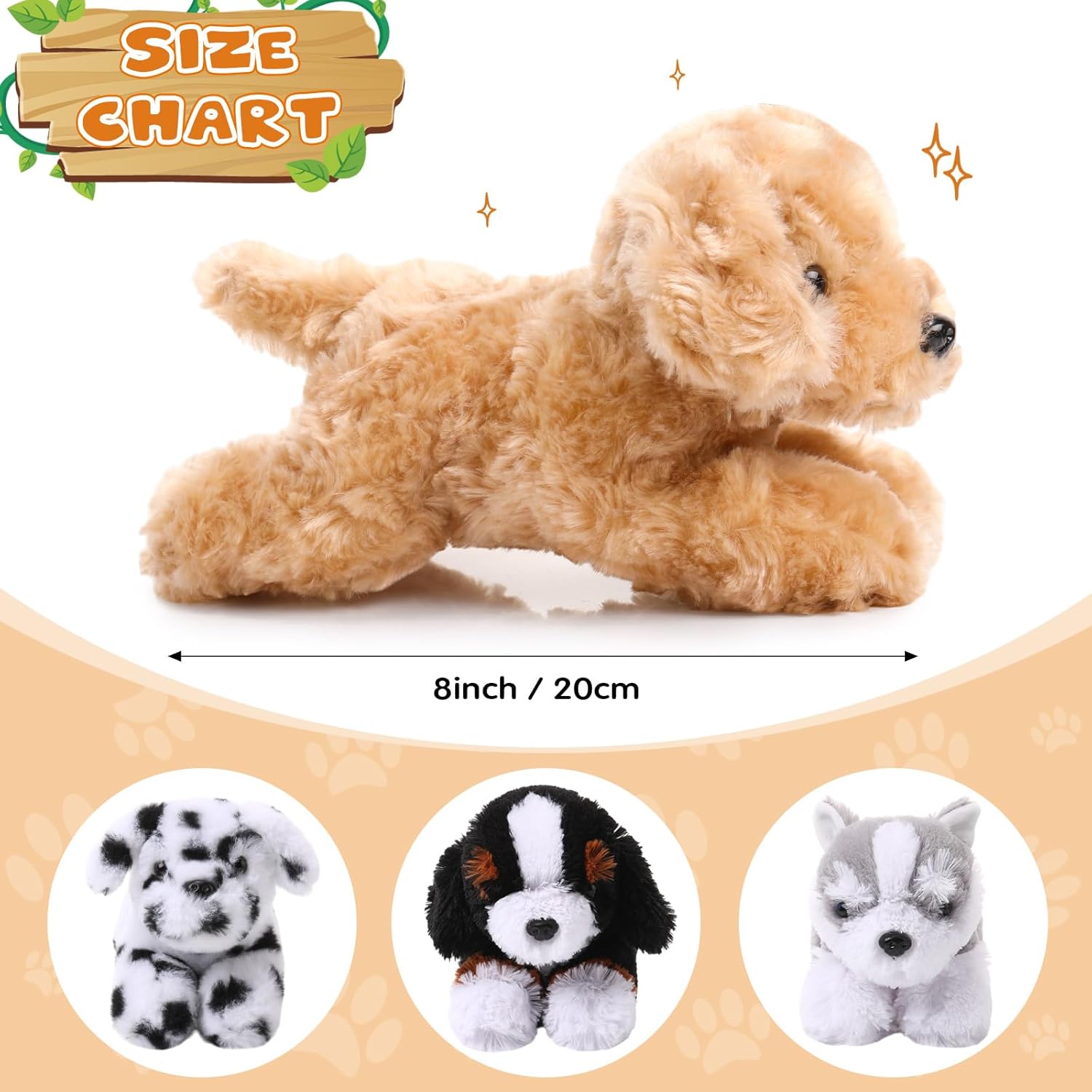 4-Pack 8 Inch Dog Plush Animal Plush Dog Soft Plush Dog Pillow Toy Fluffy Puppy Set Dog Theme Party Gift Birthday Room Home Decor (Stylish Style)