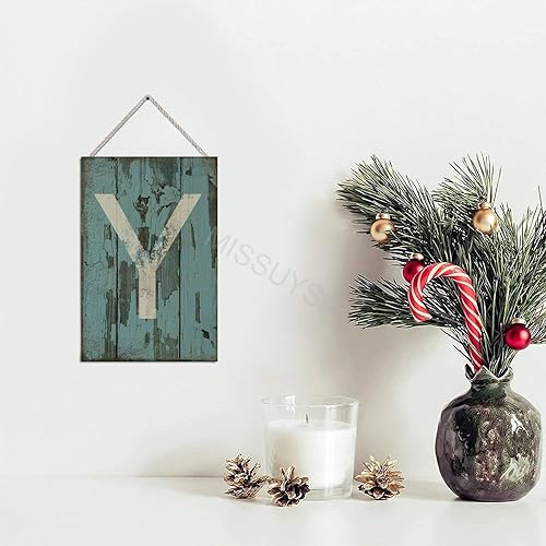 Vista 26 de Letrero colgante de madera con letra A, letrero de madera, decoración del hogar, 26 letras del alfabeto de metal, placa de madera, decoración