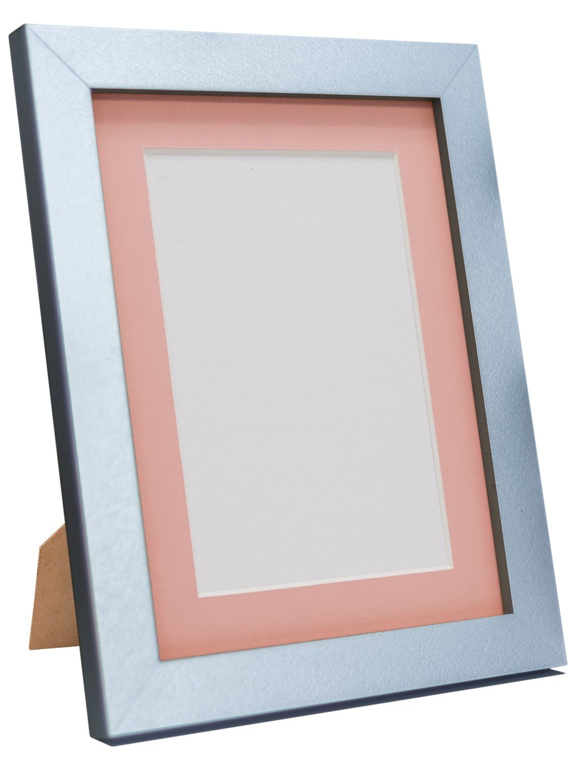 Q7 Picture Photo Frame, Silver with Pink Mount, 40 x 30 cm Image Size 12 x 8 Inch