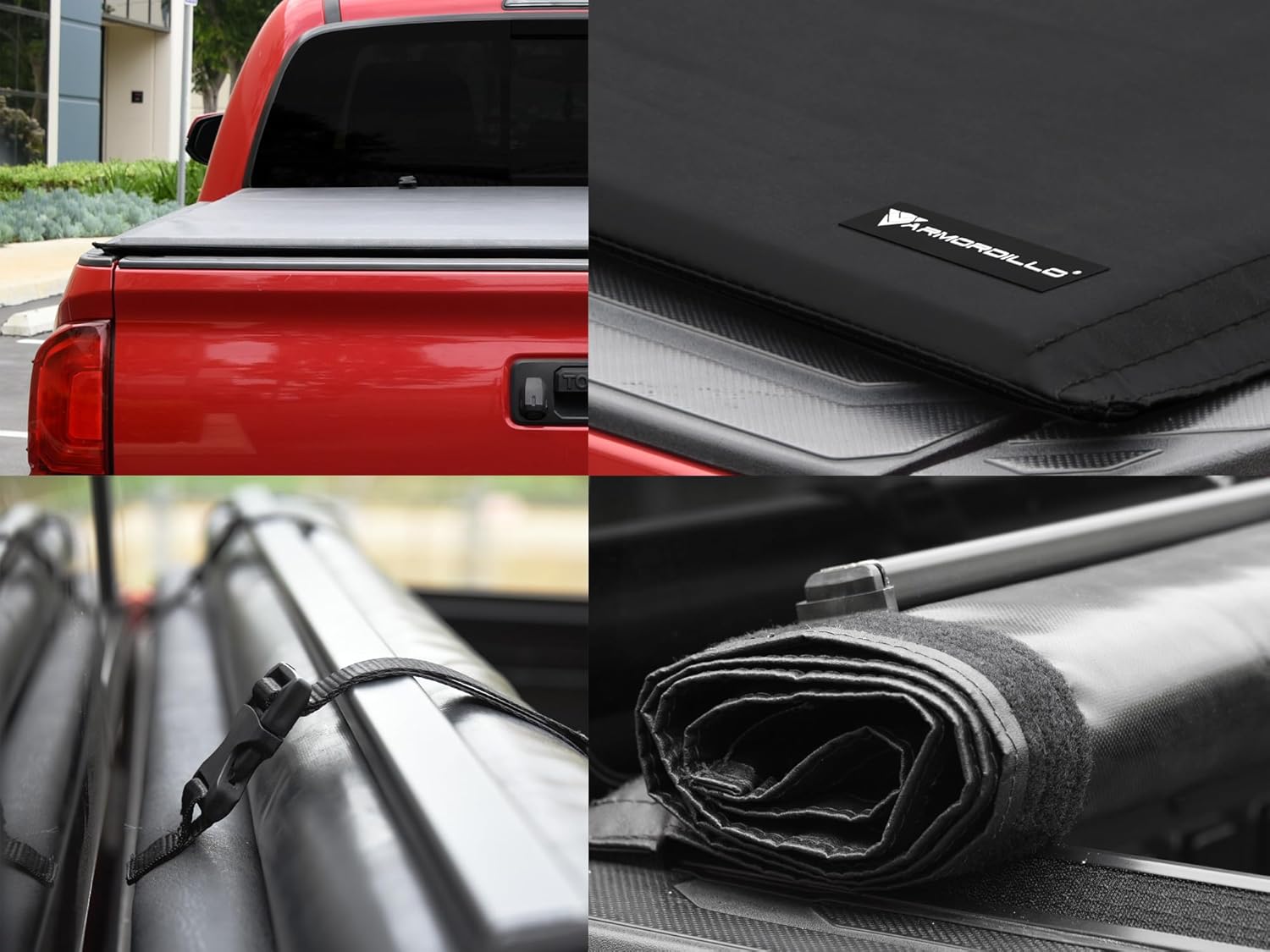 Armordillo CoveRex SRX Low Profile Soft Roll-Up Tonneau Cover+Diamond Plate Rubber Truck Bed Mat|Fits 2019-2024 Silverado Sierra 1500/LTD Limited 6.5'|28725870|Rolling Up|Truck Bed Cover|Truck Mat