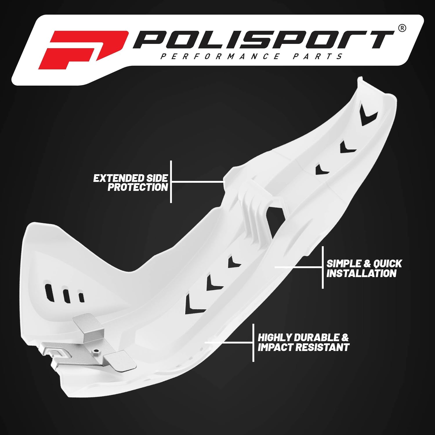 Polisport Motocross Motorcycles (MX) Fortress Skid Plate for KTM SX-F 250/350/450 (16-22) & Husqvarna FE/FC 250/350/450/501 (16-22) Dirt Bikes - OEM Quality, Flexible, Durable & Perfect Fit - White