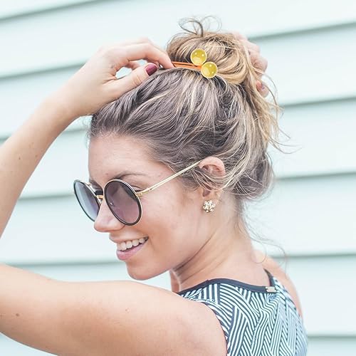 Miniatura 5 de Beaupretty 12 ligas para el cabello, soportes para cola de caballo con bolas de colores, lazos para el cabello de doble cuenta, cuerdas elásticas