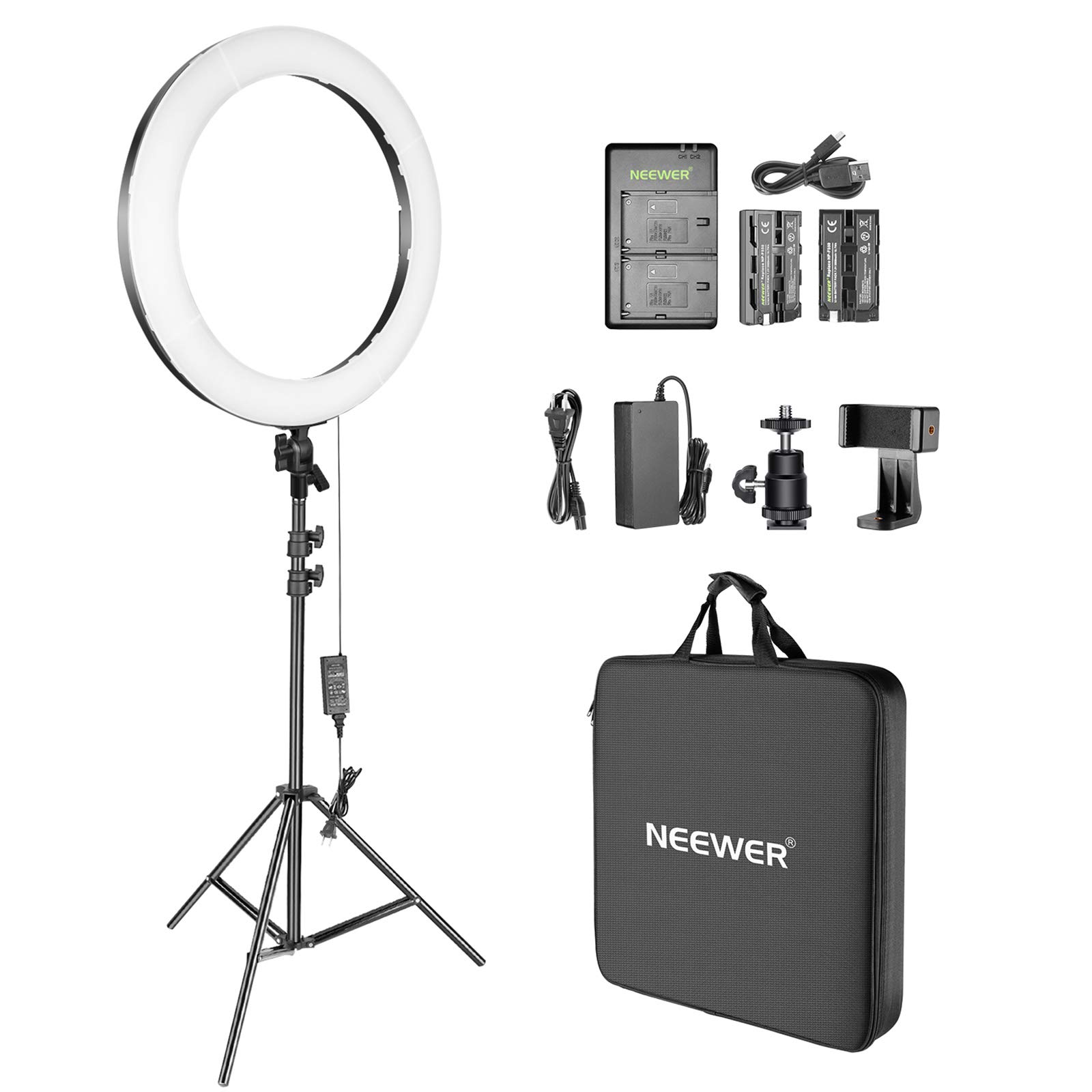 Amazon | Neewer スタジオ撮影用ライトセット 18インチLEDリングライト 