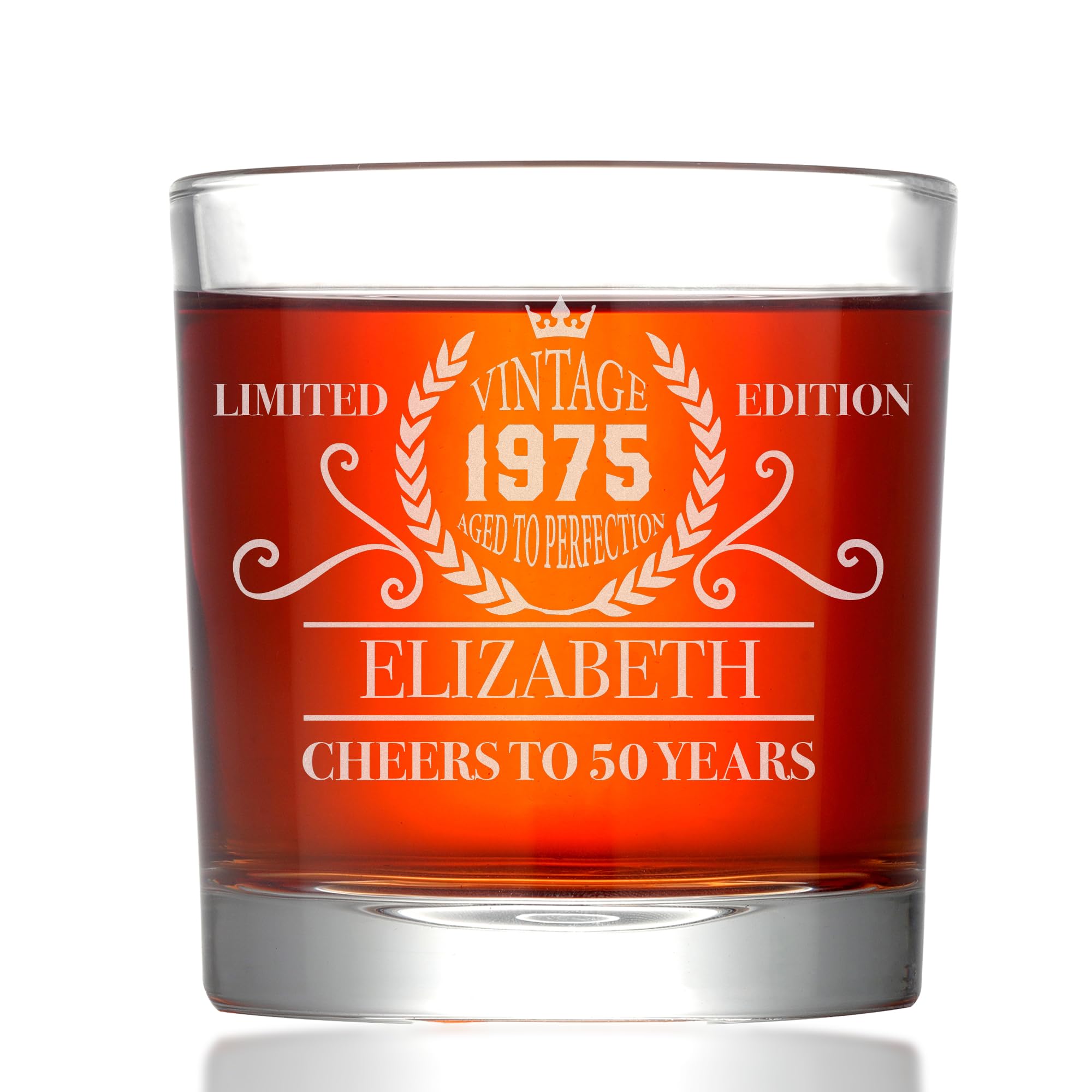 Personalized Whiskey Glass For Men - Customized 12oz Bourbon Glasses, Engraved Etched Name Old Fashioned Glass - Birthday Gift for 30th/40th/50th/60th, Father's Day (Old Fashioned, Design 2)