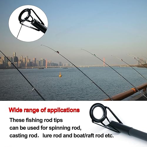 Miniatura 6 de Kit de reparación de punta de caña de pescar - Reemplazo de puntas de caña de pescar con anillo de guías de cerámica de acero inoxidable, ojales