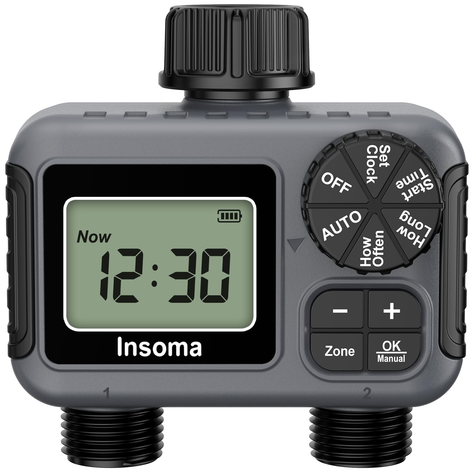 Insoma Sprinkler Timer 2 Outlets, Programmable Water Timer for Garden Hose, Water Hose Timers with Auto/Manual/Rain Delay Mode, Garden Timer for Yard Watering, Drip Irrigation Timers for Lawn — image 1