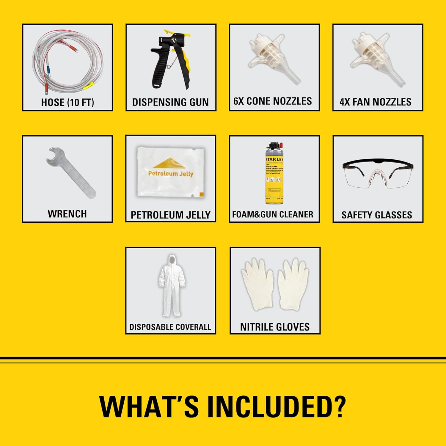 STANLEY 10' Spray Foam Gun Hose Assembly (1xGun Hose)– Replacement Hose for Closed Cell Spray Insulation Kit | Durable 2-Part Foam System Accessory | for Wall, Attic, Crawl Space Applications