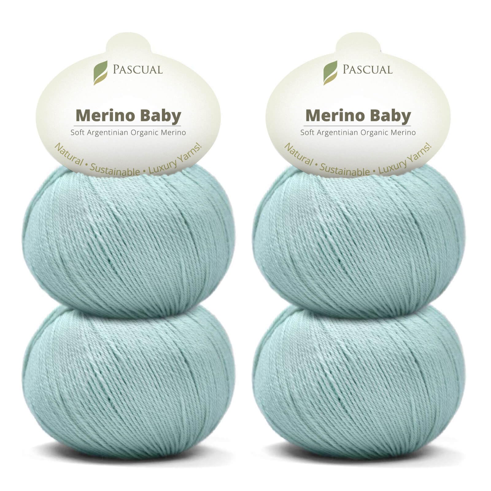 PASCUALI Merino Baby|Strickwolle aus 100% Schurwolle aus Merino, Merinowolle zum Stricken und Häkeln, SET: 4 Knäuel - 200 g, Farbe: Horizont 315