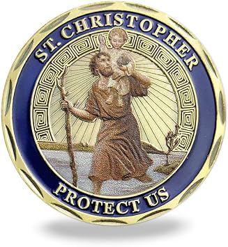 Patron Saint of Travelers Prayer Commemorative Coin St Christopher Challenge Coin for Travelers