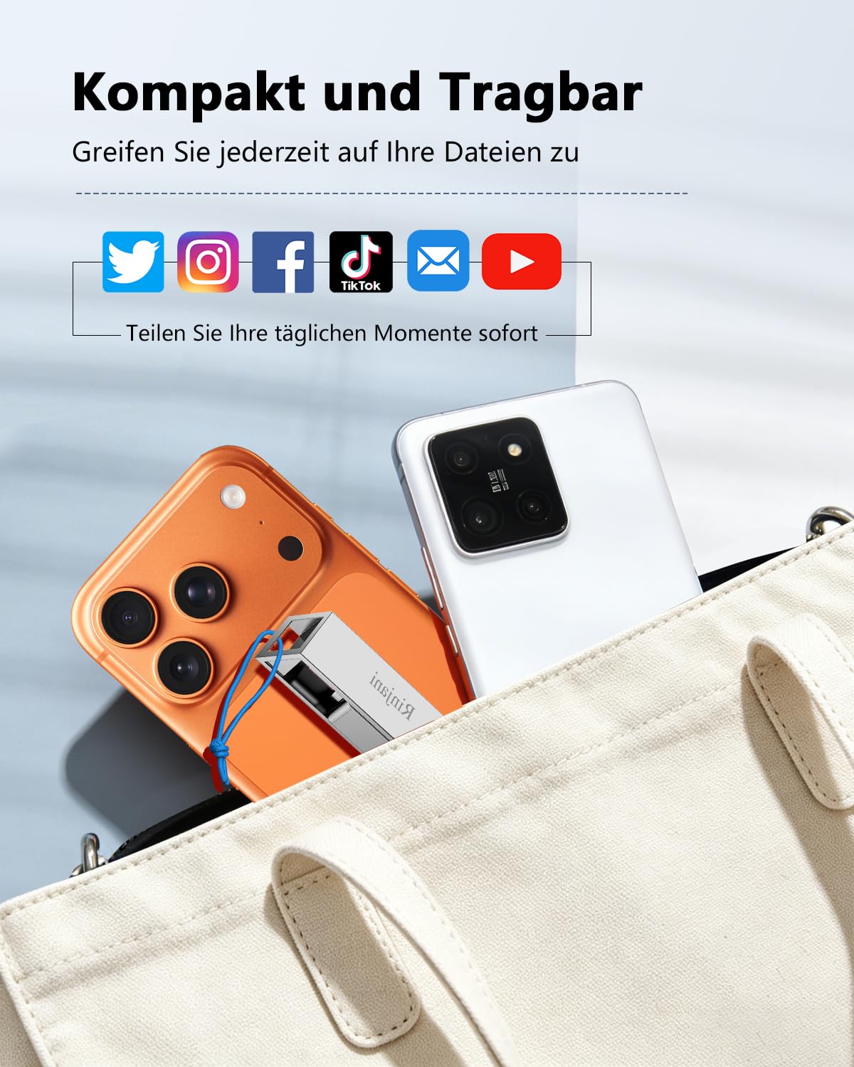 [Ohne App]USB Stick 256GB für iPhone,USB C Stick,Lightning,MFi-Zertifiziert | 3-in-1 Speicherstick für iPhone,iPad,OTG Android Handy,Mac,PC,USB 3.0 Flash Drive Externer Speicher für Fotos,Videos,Dateien