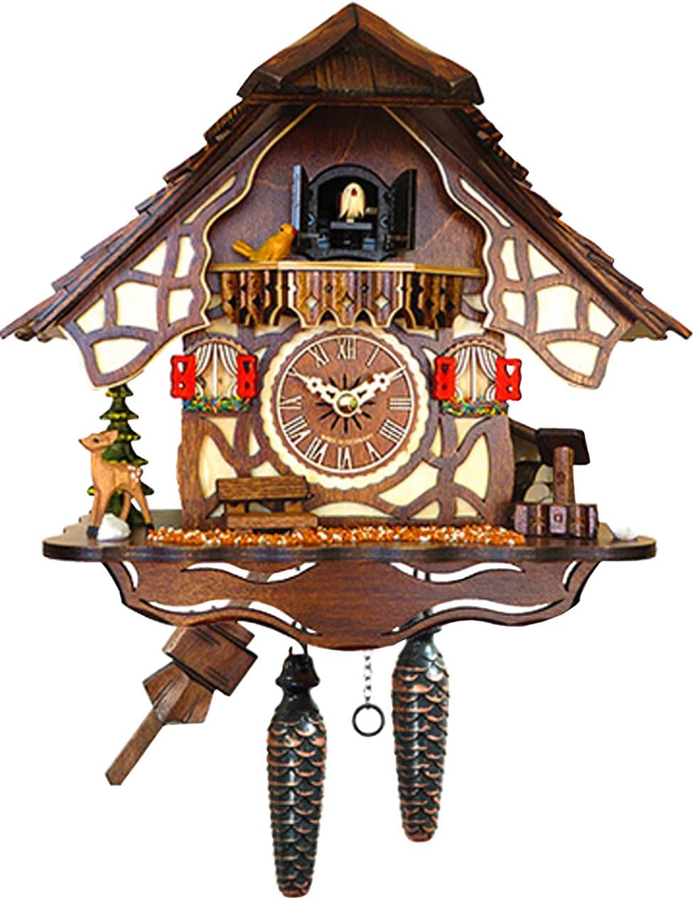 Alexander Taron Importer 416QM Engstler Battery-Operated Cuckoo Clock-Full Size-10 H x 10.5" W x 6.5" D, White