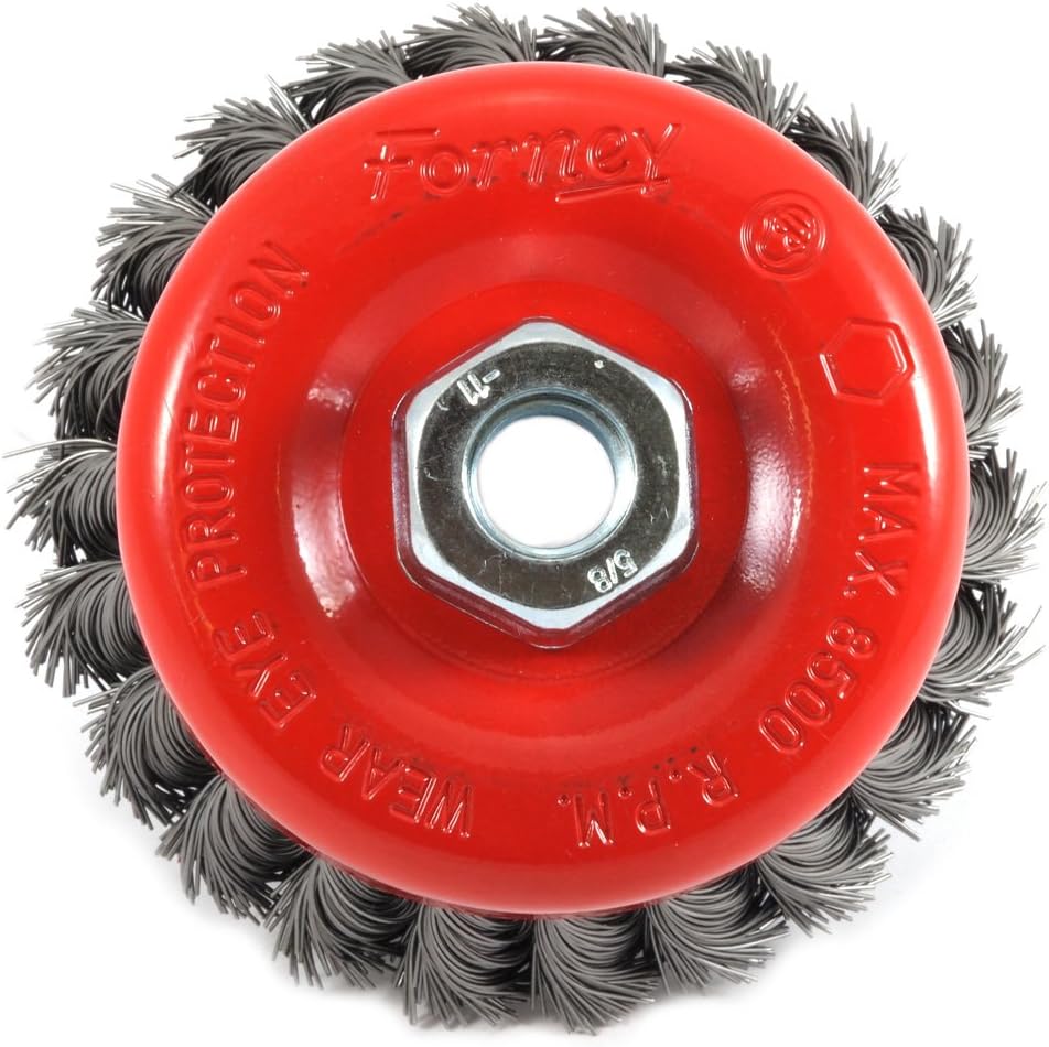 Forney 72753 4-Inch by 5/8-11 Knotted Cup Brush .020 Carbon Steel : Industrial & Scientific