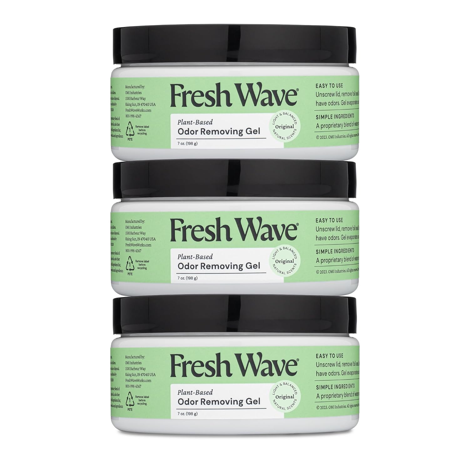 Fresh Wave Odor Removing Gel 7 oz Pack of 3 - Odor Absorbers for Home Safer Odor Relief