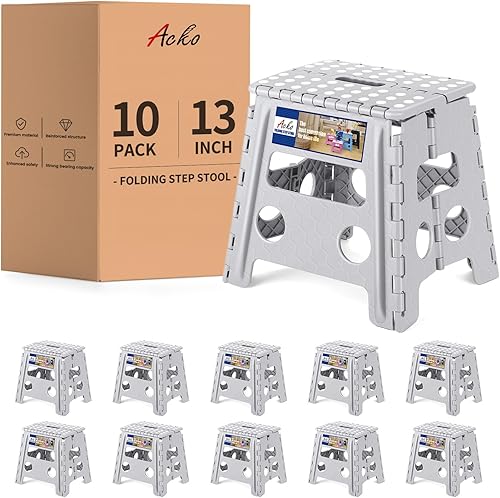 Miniatura 11 de ACKO Taburete plegable – Taburete plegable de alta calidad de 13 pulgadas de altura para niños y adultos, taburete de cocina, jardín, baño, 10