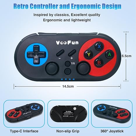 VooFun Switch Controller PC Controller Bluetooth Wireless Controller für Switch/Lite/OLED Windows PC PS3 mit 6 Achsen Gyro Sensor Dual Vibration Turbo Funktion Wake-up Switch Console