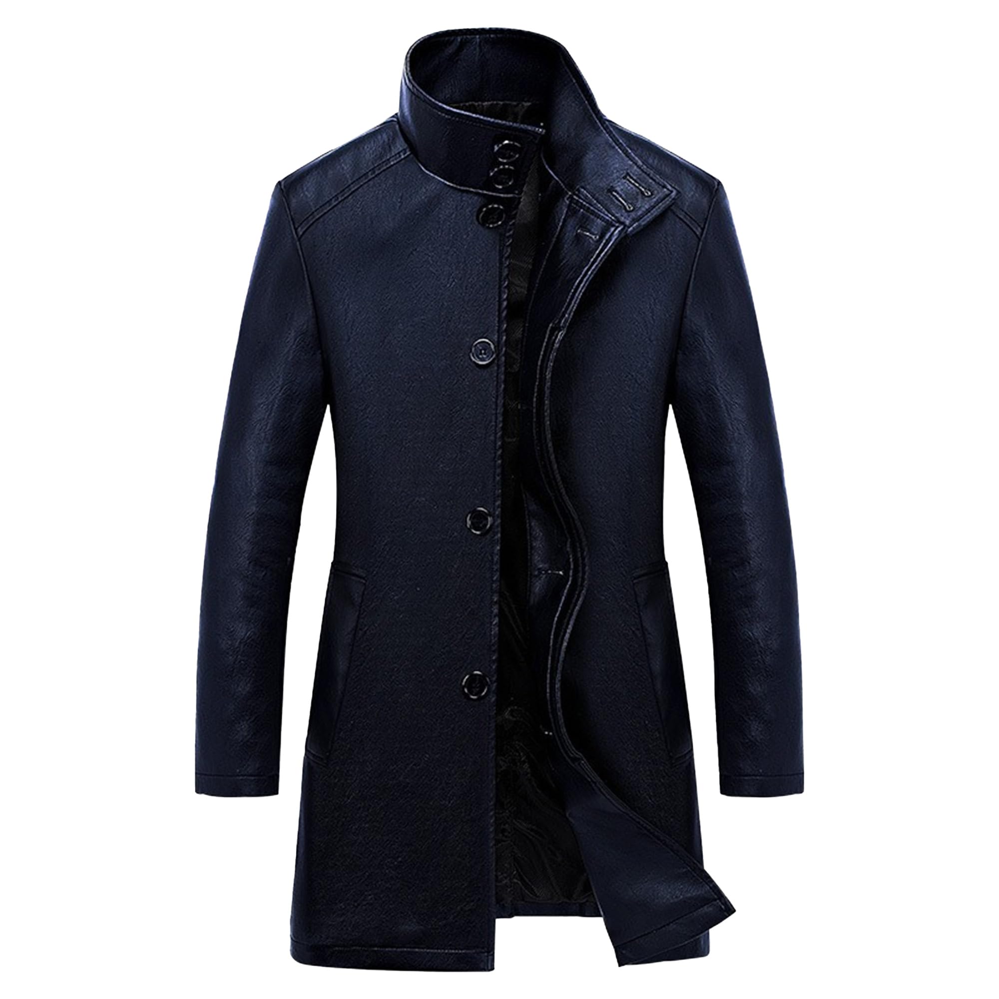 Manteau mi-long en similicuir veste de style moto décontractée pour homme