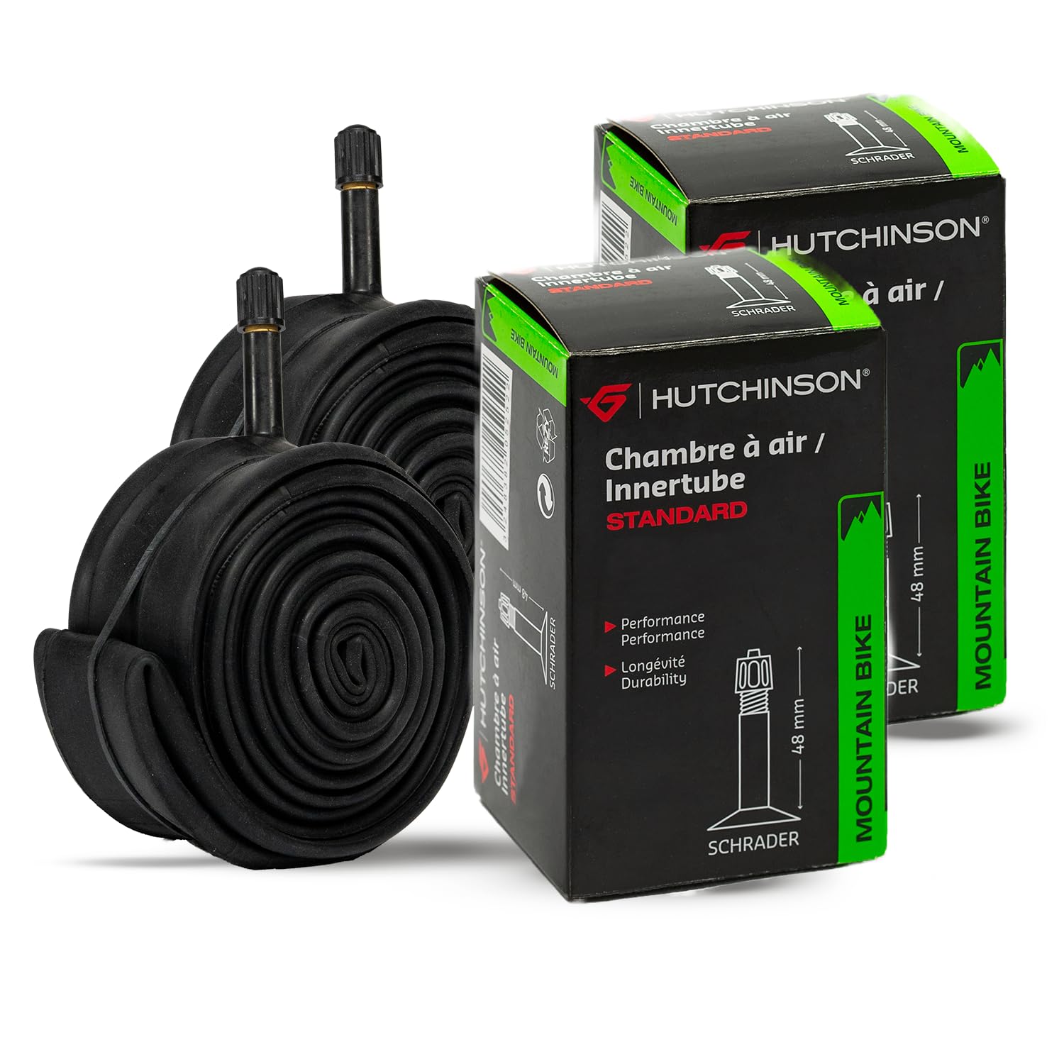 Hutchinson Chambre 27.5 x 1.7-2.35 VF Schrader Lot de 2, Noir