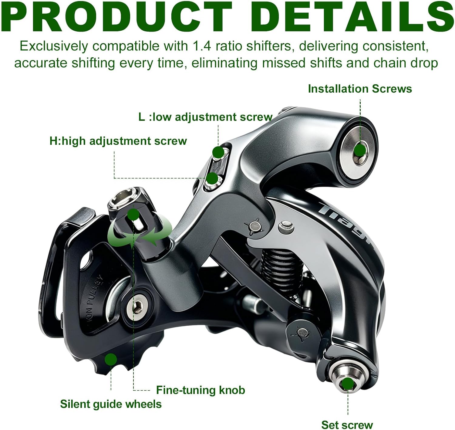VERKSTAD Bike Rear Derailleur RD-4700-SS 10 Speed Derailleur Direct Mount for Mountain, Road,Trail,Folding,Commuter Bike