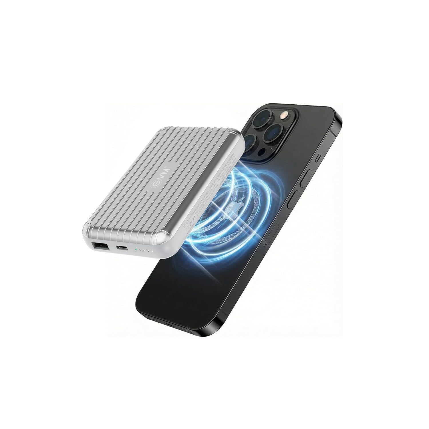 EVM EnMag 17 10000mAh Magnetic Wireless Power Bank, 22.5W Fast Charging, 15W Wireless Charging, Type-C & USB Output, Slim & Lightweight Portable Charger, Compatible with Android & iOS (EVM P0502-S)