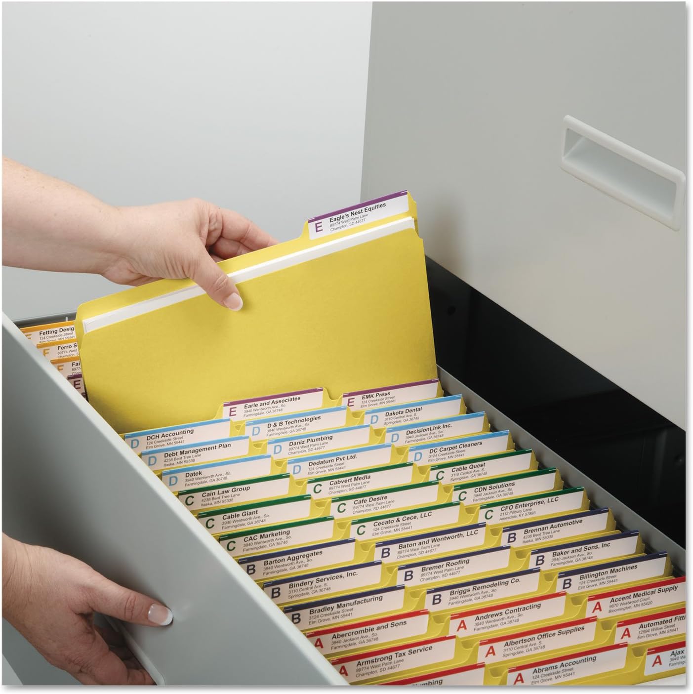 Smead Pressboard File Folder, 1/3-Cut Tab, 1" Expansion, Letter Size, Yellow, 25 per Box (21562)