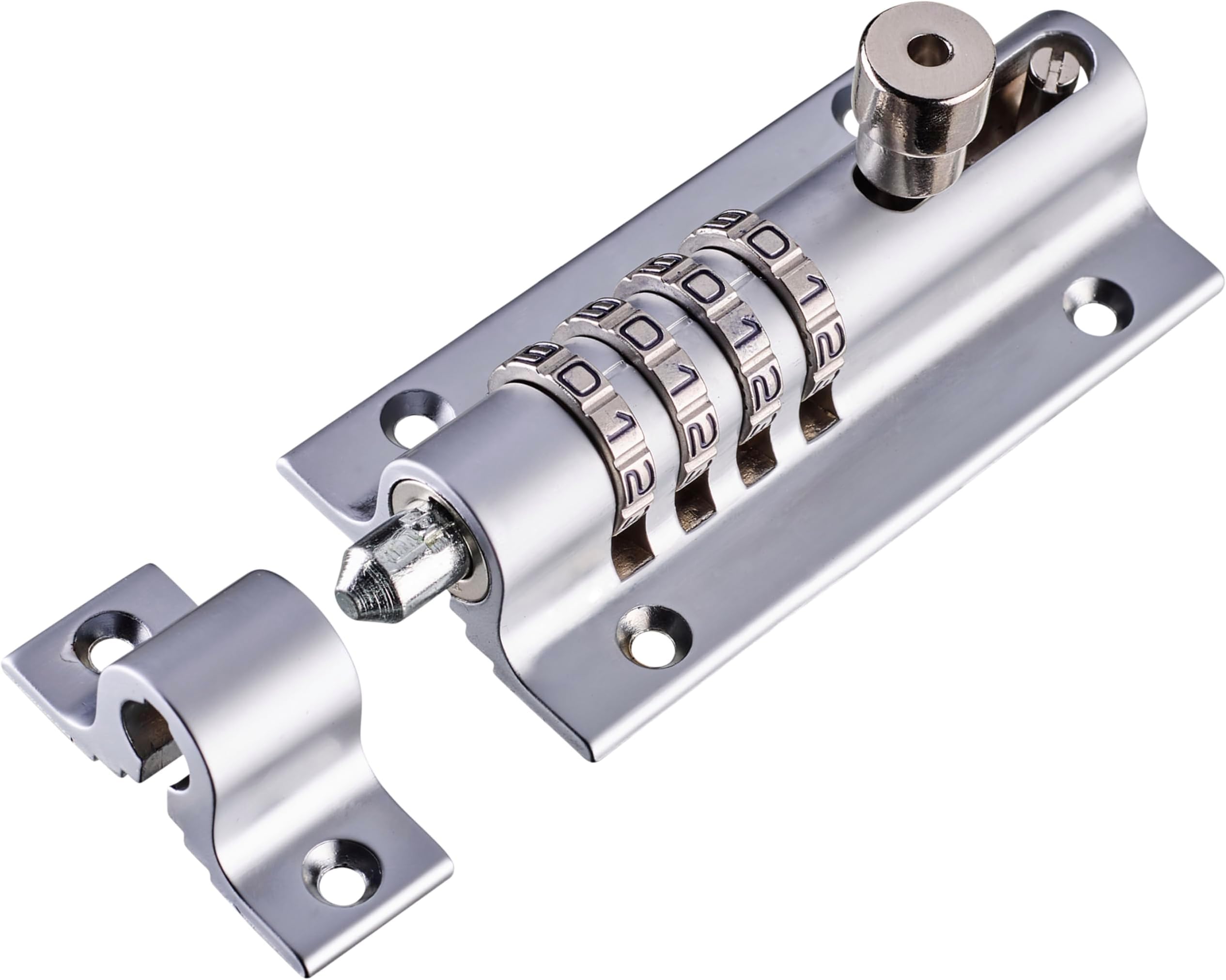 Combi Bolt Door Lock (COMBI4) - 4 Wheel Combination Locking Bolt - Weatherproof Die Cast Body - Tamper Proof Slide Bolt - High Security Gate Lock for Home & Garages (Chrome, 120 mm)