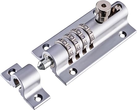 Squire Combi Bolt Door Lock COMBI4 - 4 Wheel Combination Locking Bolt - Weatherproof Die Cast Body - Tamper Proof Slide Bolt - High Security Gate Lock for Home & Garages Chrome, 120 mm