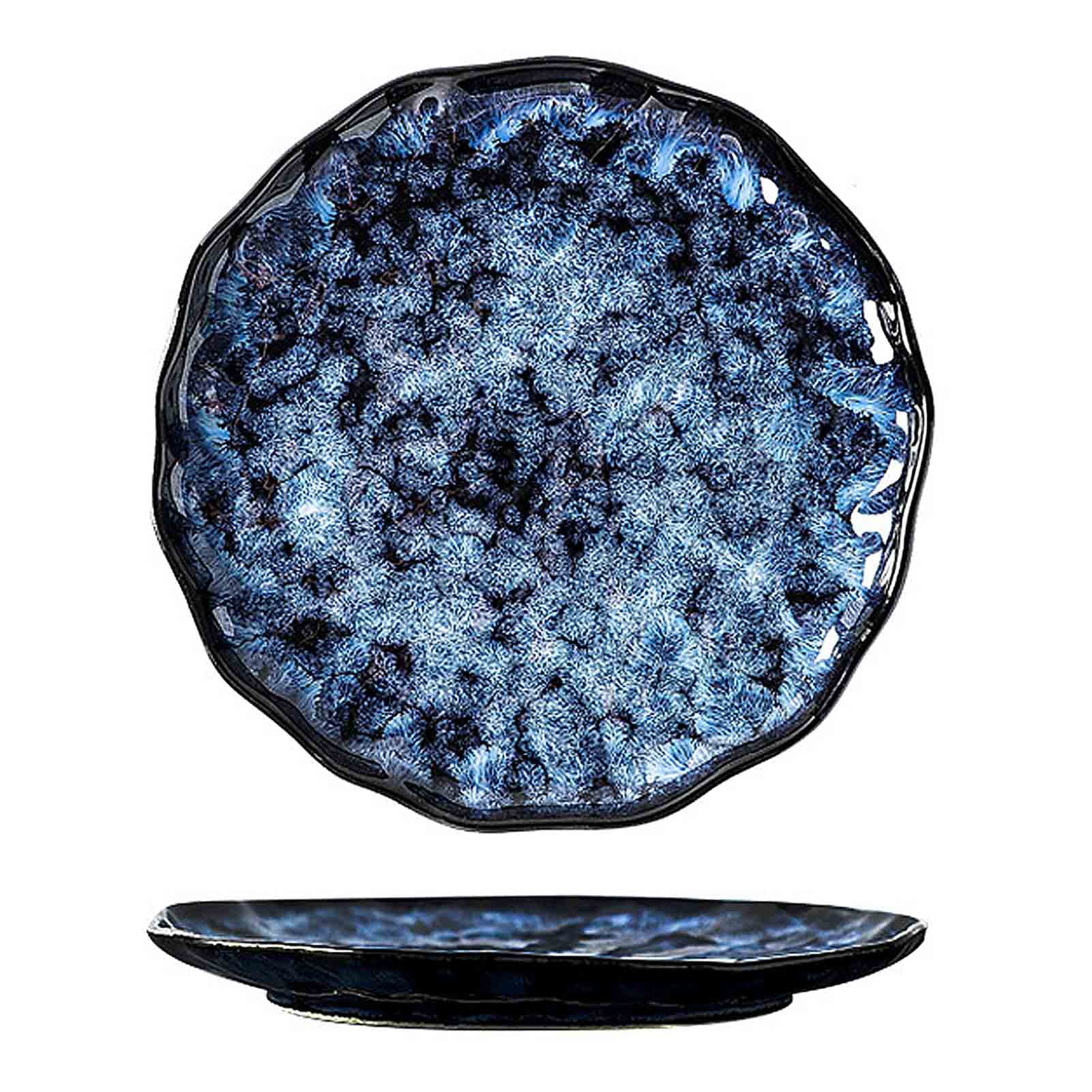 Assiettes à pâtes bleues en porcelaine (lot de 2) pour dîner et salade