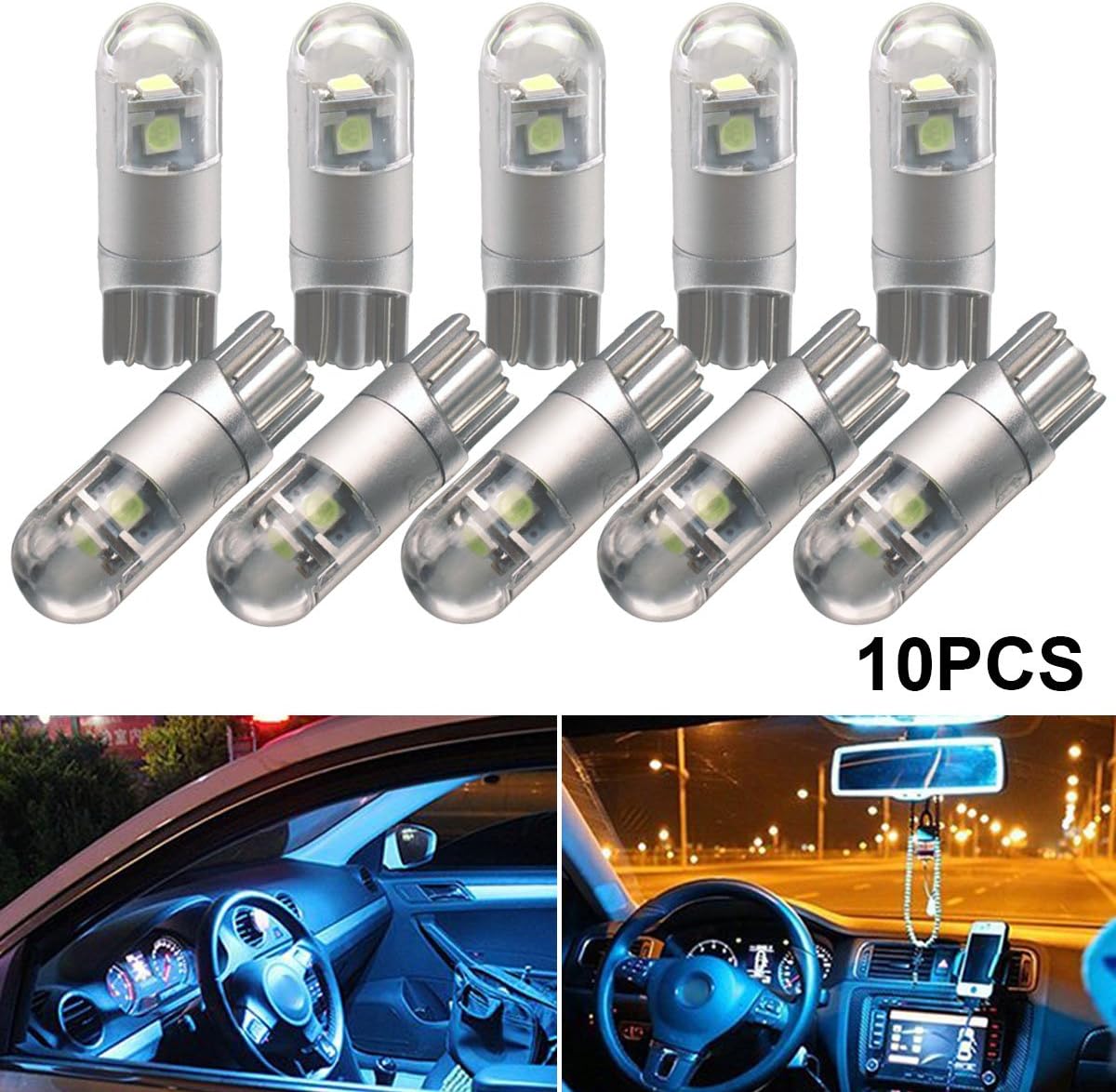 T10 LED Light Bulbs 194 921 168 LED Light Bulbs 3030 3SMD Wedge Interior LED Light Bulb W5W 158 for car led lights interior Lights tail led backup exterior lights door map trunk(10pcs,Crystal Blue)
