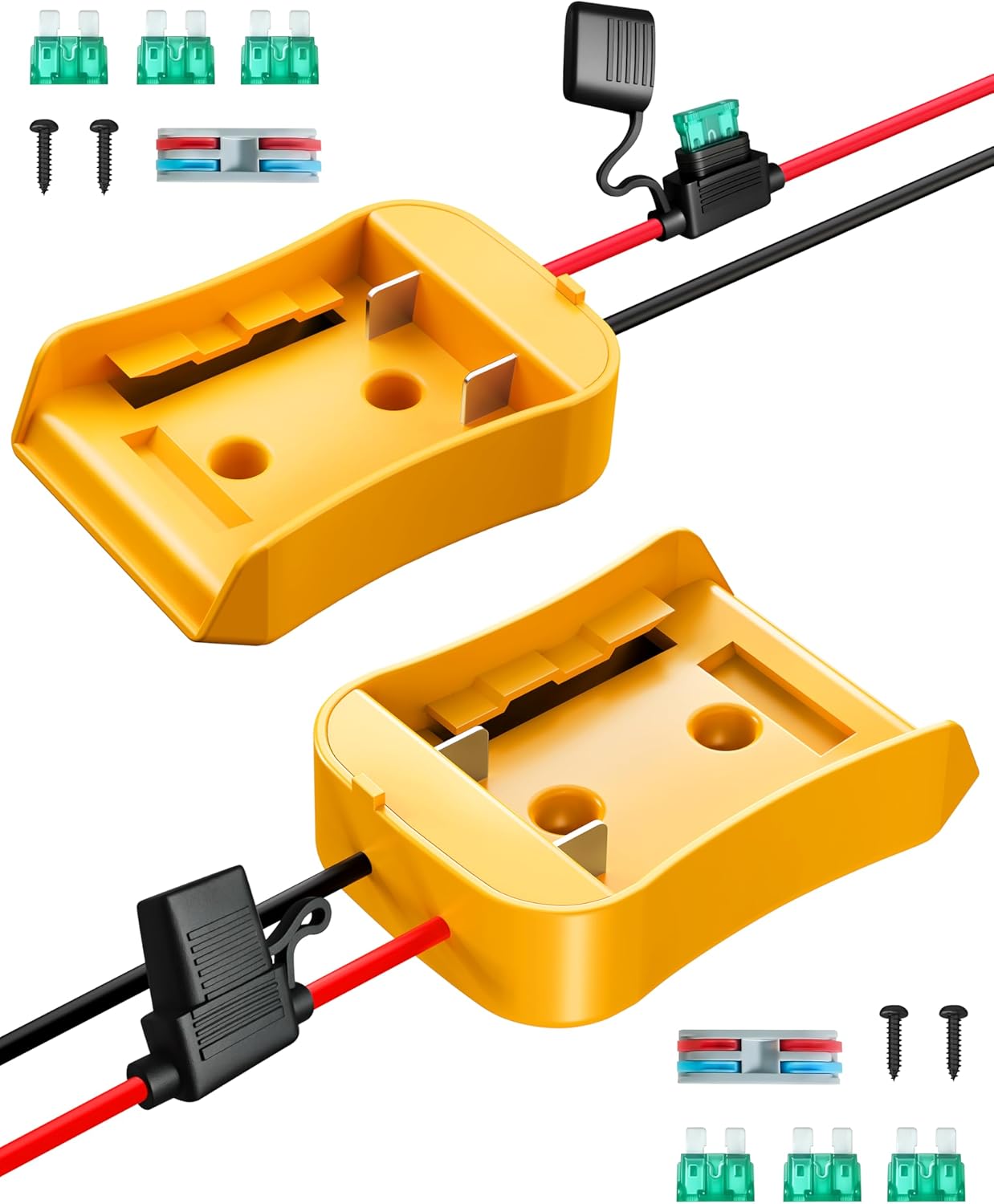 2 Pack 20V Adapter for Dewalt Battery Adapter Compatible with Power Wheels Battery Conversion Upgrade Kit for DIY Rc Car Toys, Robotics and Rc Truck with 30A Fuses Wire Terminals 12AWG Wire