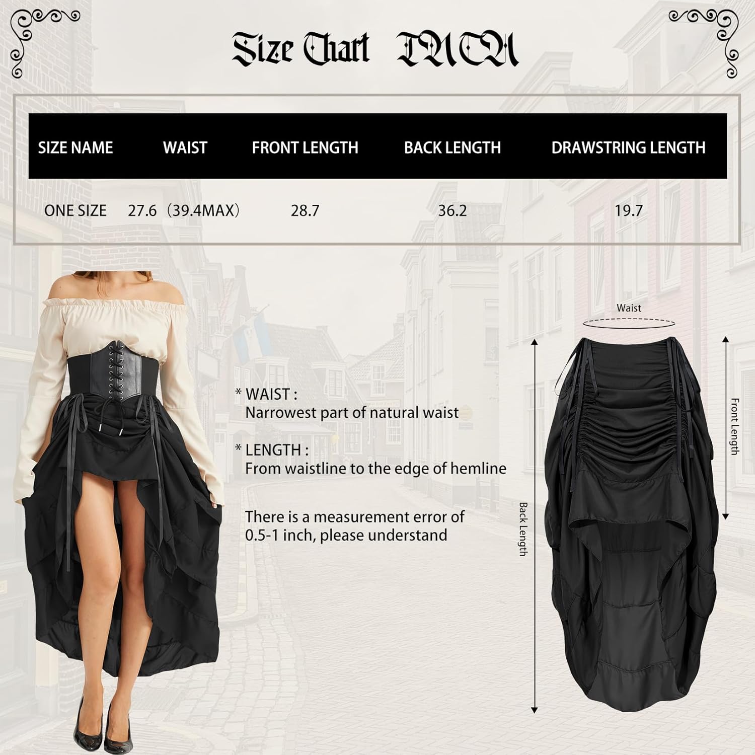 Century Star Womens Renaissance Skirts Pirate Costume Ren Faire Dress Victorian Steampunk Skirt Halloween Outfit for Women - Image 5