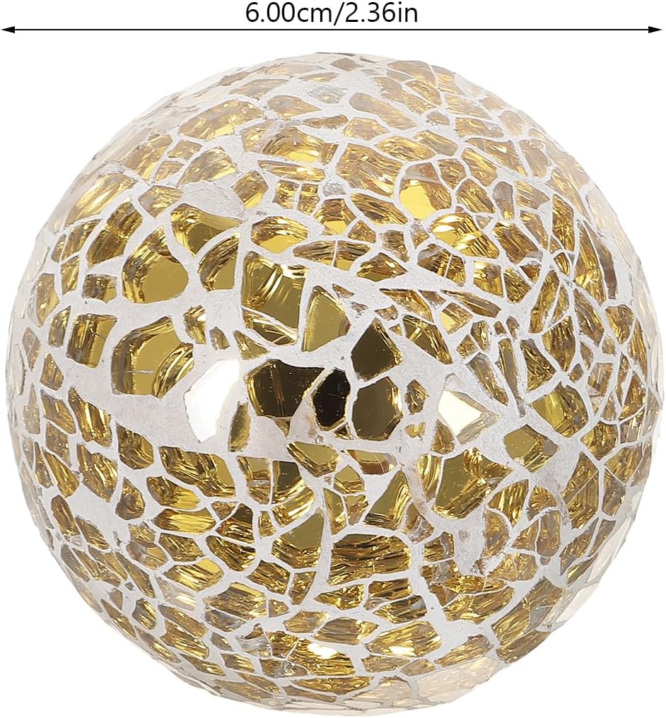 SEWACC 4pcs Mosaic Sphere Balls Round Mosaic Glass Balls Decorative Orbs Mirror Glass Solid for Bowls Vases Dining Table Centerpiece Diameter 6cm