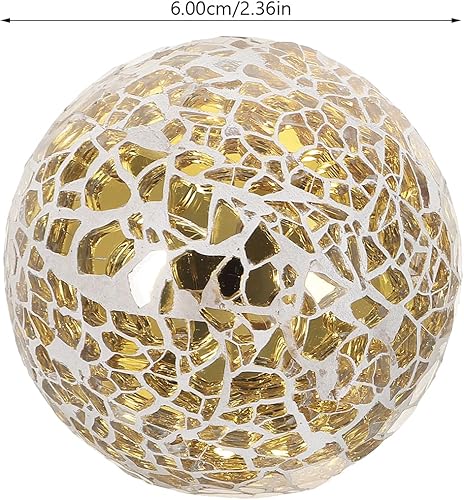 Miniatura 5 de SEWACC Bolas decorativas de mosaico, 4 unidades, bolas redondas de mosaico, bolas de vidrio de mosaico decorativas, bola sólida de vidrio para