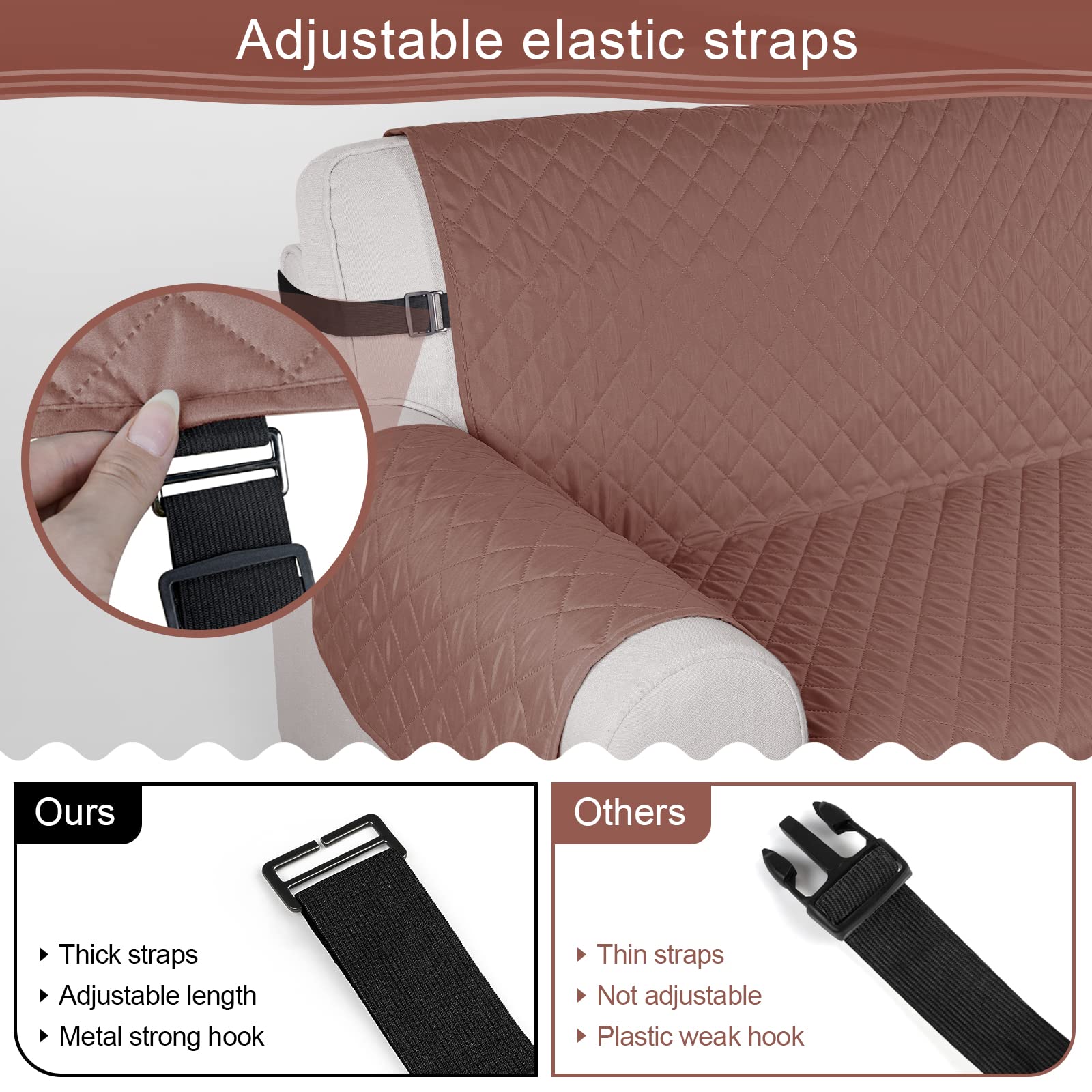 TAOCOCO Copridivano Poltrona Impermeabile Divano Protector Slipcovers (Caramello, 3 Posti)