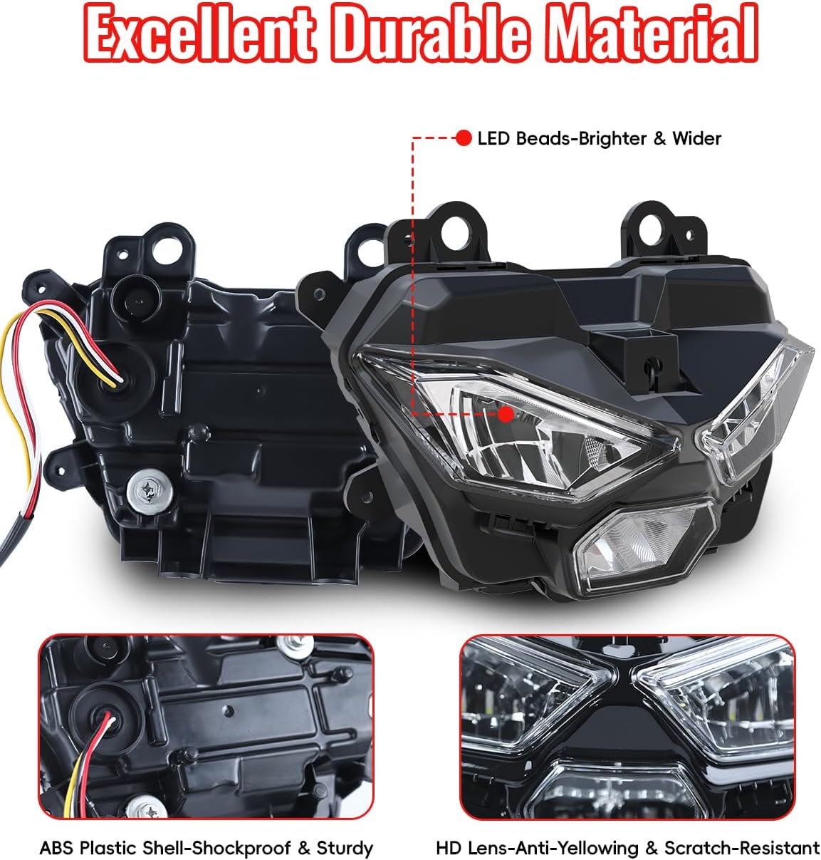 LED Headlight for Z500 2024 2025, Motocycle LED Front Light Headlamp Front Lamp with Low Beam High Beam for Kawasaki Z500 ABS SE 2024-2025 Accessories