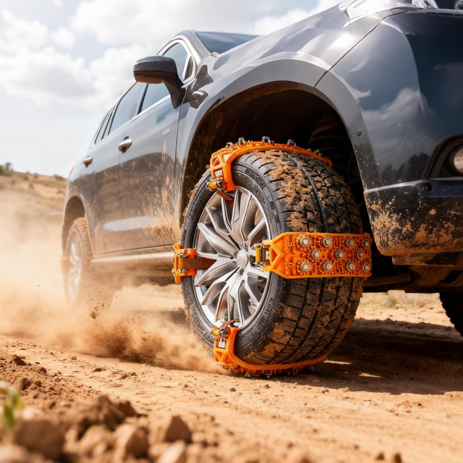 Snow Chains For Trucks, 92x8cm/36x3.15inch, 5-Second Install Traction Grippers,Fit 165-265mm Wheel Car Snow Chains - For Safe Trip Lawn Mower SUV Trailer Cold Weather