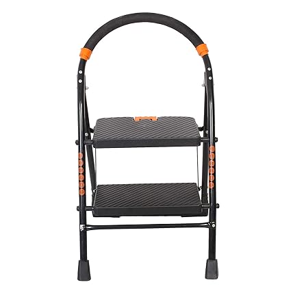 ZOSHOMI Cameo Folding Ladder with Wide Steps and Steel Frame | Heavy Duty, Ladder for Home & Office use, Durable, Wide, Lightweight & Easy to Carry Stairs for Home - 2 Step-Made in India